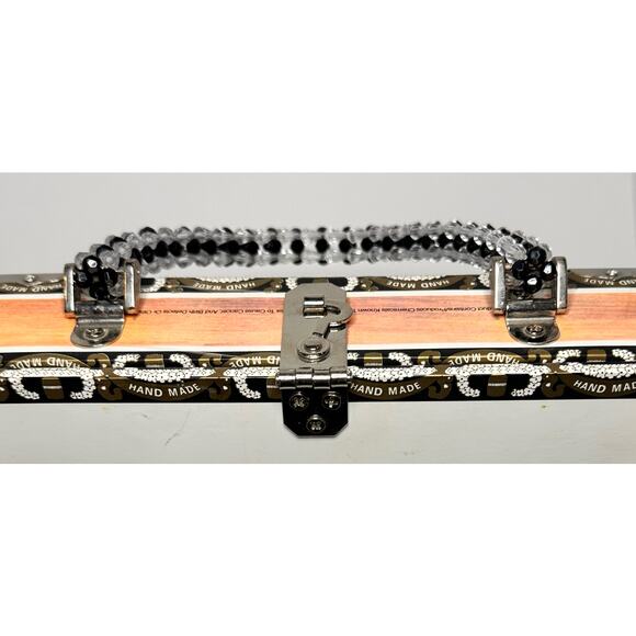 Vintage Imported Braciano Fine Cigars Beaded Box Case Purse Bag Night Skyline - Picture 8 of 16